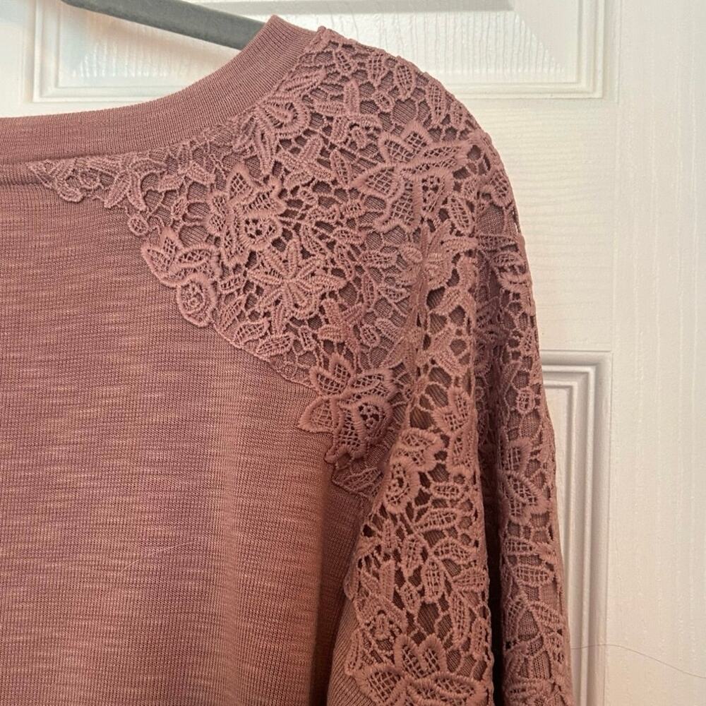Lane Bryant pink long sleeve shirt with lace detail, Size 14/16 - Picture 6 of 7